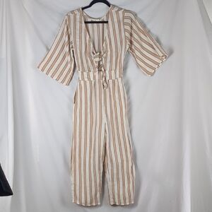 Billabong Link Up Striped Jumpsuit Size S